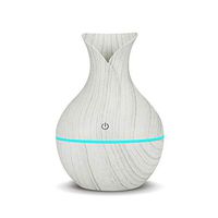 Depnee Small 130ml Cool Mist Humidifier, USB Mini Ultrasonic Essential Oil Aroma Diffuser with Waterless Auto Shut-Off, 7 Color LED Lights for Home Office Car Travel (White Wood Grain)