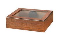 20 COUNT CIGAR TRAVEL GLASSTOP HUMIDOR - LIGHT WALNUT