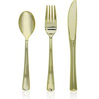 Sparkle and Bash Plastic Metallic Gold Cutlery (Pack of 72)