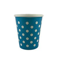 Worlds 8OZ Disposable Blue Polka Dot Paper Drinking Cups For Hot/Cold Drinks,Coffee,Latte, Cappuccino 50 Pack