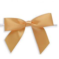 Weststone 50pcs Satin Yellow Gold Bows 3 1/2" Span x 2" Tail, Ribbon Width 1", Pre-Tied Bows or Self-Adhesive Bows