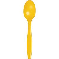 Club Pack of 600 School Bus Yellow Premium Heavy-Duty Plastic Party Spoons