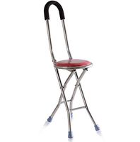 Qucasyl Folding Cane Seat 220 Lbs Capacity Thick Aluminum Alloy Cane Stool Crutch Chair Seat with Comfortable Handle for Elderly and Disabled