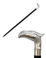 Wooden Walking Stick Cane Carved Elephant Silver Brass Handle