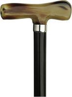 Walking Cane-"T" shape. This walking stick cane has an imported genuine horn handle. this walking aid has a black ebony tapered shaft. This horn handle cane has a weight capacity of 250 pounds and 36 inches shaft long.