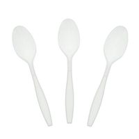 AmerCare White Heavy Weight Polystyrene Teaspoons with Retail Packaging, Case of 1000