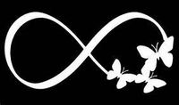 Chase Grace Studio Infinity Symbol Butterflies Vinyl Decal Sticker|WHITE|Cars Trucks Vans SUV Laptops Wall Art|5.5" X 3"|CGS302