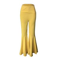 CCatyam Pants for Women, Trousers Wide Leg High Waist Solid Slim Sweatpants Sexy Casual Fashion Yellow