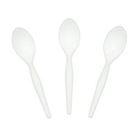 AmerCare Medium-Heavy Weight Polystyrene Teaspoons, White Case of 1000