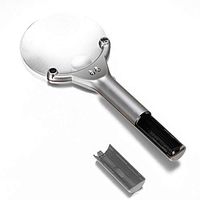 QZY 2.5X Magnifier Handheld Silver Portable 2 LED Magnifying Glass Loupe Tool 90225 Mm Reading Zoom