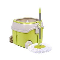 LIUFS-Mop Head Rotary Mop Bucket Elution Two-in-one Double-drive Single-bucket Mop Dry Tow Mop Free Hand Wash Wet And Dry (Color : Green)