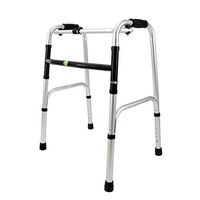Walker for Seniors， Disabled Sports Training Walking Frame Four-Legged Cane Foldable Adjustment (Color : Silver)
