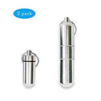 Portable Pill Cases, Metal Pill Box, Waterproof Pill Organizer, Keychain Pill Holder for Men and Women, 2 Packs