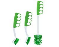 Brolly Grout Brush, Dish Brush, and Bottle Brush with Unique, Cushioned Grip (3-Pack)