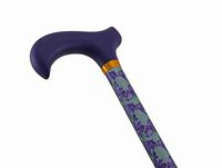 Purple Fields Floral Print Adjustable Aluminum Cane Wood Derby Handle