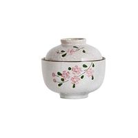 AXZHYX Bowl Ceramic Bowl Vintage Cherry Blossom Snack Dessert Dried Fruit Tray Fruit Salad Plate Tableware 10.5x10cm Hotel Tableware Home Noodles Boiled Fish Soup Bowl