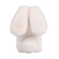 Soft Rabbit Furry Case for iPhone 11 Pro Max 6.5" 2019,Aoucase Luxury Handmade Fluffy Bunny Faux Fur Plush Diamond Bowknot Shockproof Rubber Cover with Black Dual-use Stylus - White