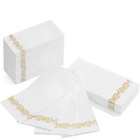American Homestead Linen Feel Guest Towels Disposable Cloth Like Paper Hand Napkins Soft, Absorbent, Paper Hand Towels for Kitchen, Bathroom, Parties, Weddings, Dinners or Events (Gold Vintage, 100)