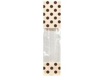 Designer Window 1.85 Mil Bags - Cream & Choc Dots Designer Cello Bags 2-5/8x1-7/8x10-3/4" 1.85 mil (2 Packs; 100 Bags Per Pack) - WRAPS-DLN2DOTCC