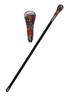 Flaming skull head round top walking cane M-2402