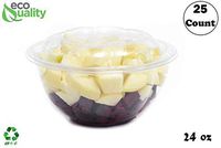 24oz Clear Disposable Salad Bowls with Lids (25 Pack) - Clear Plastic Disposable Salad Containers for Lunch To-Go, Salads, Fruits, Airtight, Leak Proof, Fresh, Meal Prep | Rose Bowl Container (24oz)