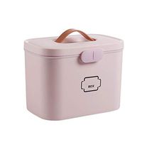 Luonita Empty First Aid Box Case, Lanticy Emergency Medicine Storage Box,2 Layer Plastic Family Medicine Chest Storage Box Household Drug Holder Case Medicine Cabinet for Home, Office (Pink)