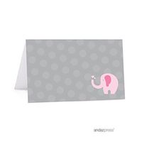 Andaz Press Pink Girl Elephant Baby Shower Collection, Table Tent Printable Place Cards, 20-Pack