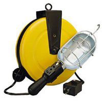 Alert Stamping 5000-50G-CB Incandescent Metal Retractable Cord Reel Work Light with Circuit Breaker