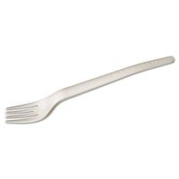 Plantware Renewable & Compostable Cutlery, Fork, Pearl White, 1000/Carton