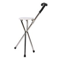 Folding Cane Seat, Lightweight Walking Stick, Stainless Steel Support Health Stool for Elderly Outdoor Travel Rest Stool (Size:35x22x72cm)