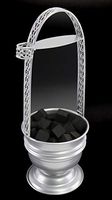 17" Cross X Design Black Hookah Charcoal Coal Holder Premium Quality Basket w/Side Tong Holder Lounge Hookah Lounge Style Accessories (Silver)