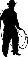 ELKS Unique Design Cowboy Man Standing with LASSOO Whip CAR Decal Sticker, Black, 6 Inch, Die Cut Vinyl Decal, for Windows, Cars, Trucks, Toolbox, Laptops, MacBook-virtually Any Hard Smooth Surface