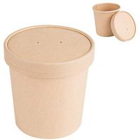 Cookery Castle Paper Cups with Lids, Heavy Duty Double Wall Paper Cups With Vented Lids, Soup Cup and Ice Cream Containers With Vented Paper Lids, Set of 50 Cups and 50 Lids (16 oz, Kraft)