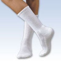 PressureLite Pressure Relieving Diabetic Sock, Crew length, White Large