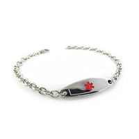 My Identity Doctor Custom Medical Alert Bracelet with Free Engraving 316L Steel, Extra Small - Red