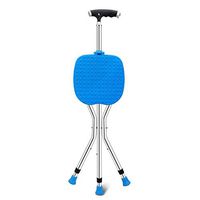 SYR&DZ Folding Cane Seat Walking Stick Highly Adjustable with LED Light,Blue