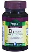 Finest Nutrition D3, 1000 IU, 100 Softgels
