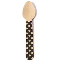 Simply Baked (SPS-100) Small Wood Spoon (Pack of 12), Black Dot, Disposable Yet Sturdy, Great for Serving Solid Foods at Parties or Picnics, 3.5" long