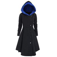 CHIDY Womens Single Breasted Fleece Hooded Long Sleeve Solid Trench Coat Slim Asymmetrical Hem Long Coat(XX-Large,Blue)