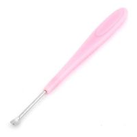 uxcell Pink Plastic Handle Metallic Ear Wax Cleanning Curette Earpick