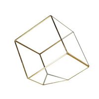 WGV Geometric Planter Terrarium, Width 8" Height 8.5" Clear Glass Gold Frame DIY Succulent air Plant Miniature Fairy Garden Windowsill Tabletop Decor, Tilted Cube 1 Piece