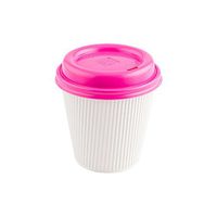 Restpresso Hot Pink Plastic Coffee Cup Lid - Fits 8, 12 and 16 oz - 3 1/2" x 3 1/2" x 3/4" - 25 count box - Restaurantware