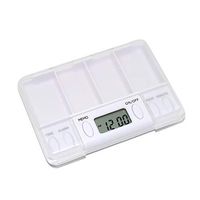Pill Box Travel Portable Pill Organiser Vitamin Medicine Case Medication Organiser 4 Compartments with Electronic Reminder,White