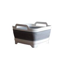 RPMDM Gray-White Binaural Handle Folding Silicone Sink/with Water Wash Basin Wash Basin Washbasin Fruits and Vegetables Plastic washbasin