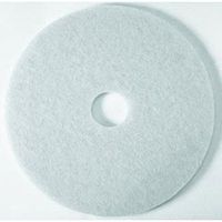 3M White Super Polish Floor Pads 4100, Polishing, 27" Diameter, White - five pads.