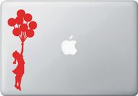 Flying Balloon Girl - Macbook or Laptop Decal Sticker (2.5"w x 7.5"h) (Color Variations Available) (RED)