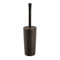 mDesign Slim Compact Plastic Toilet Bowl Brush and Holder for Bathroom Storage - Sturdy, Deep Cleaning - Dark Brown
