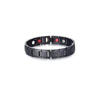 Therapeutic Energy Bracelet, Titanium Steel Magnetic Bracelet Pain Relief Health Care for Men and Couple (Black, 0.4in*7.8in)