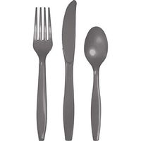 Glamour Gray Plastic Assorted Cutlery, Serves 24