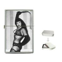 New Product BETTIE PAGE WITH A WHIP Flip Top Cigarette Lighter + free Case Box